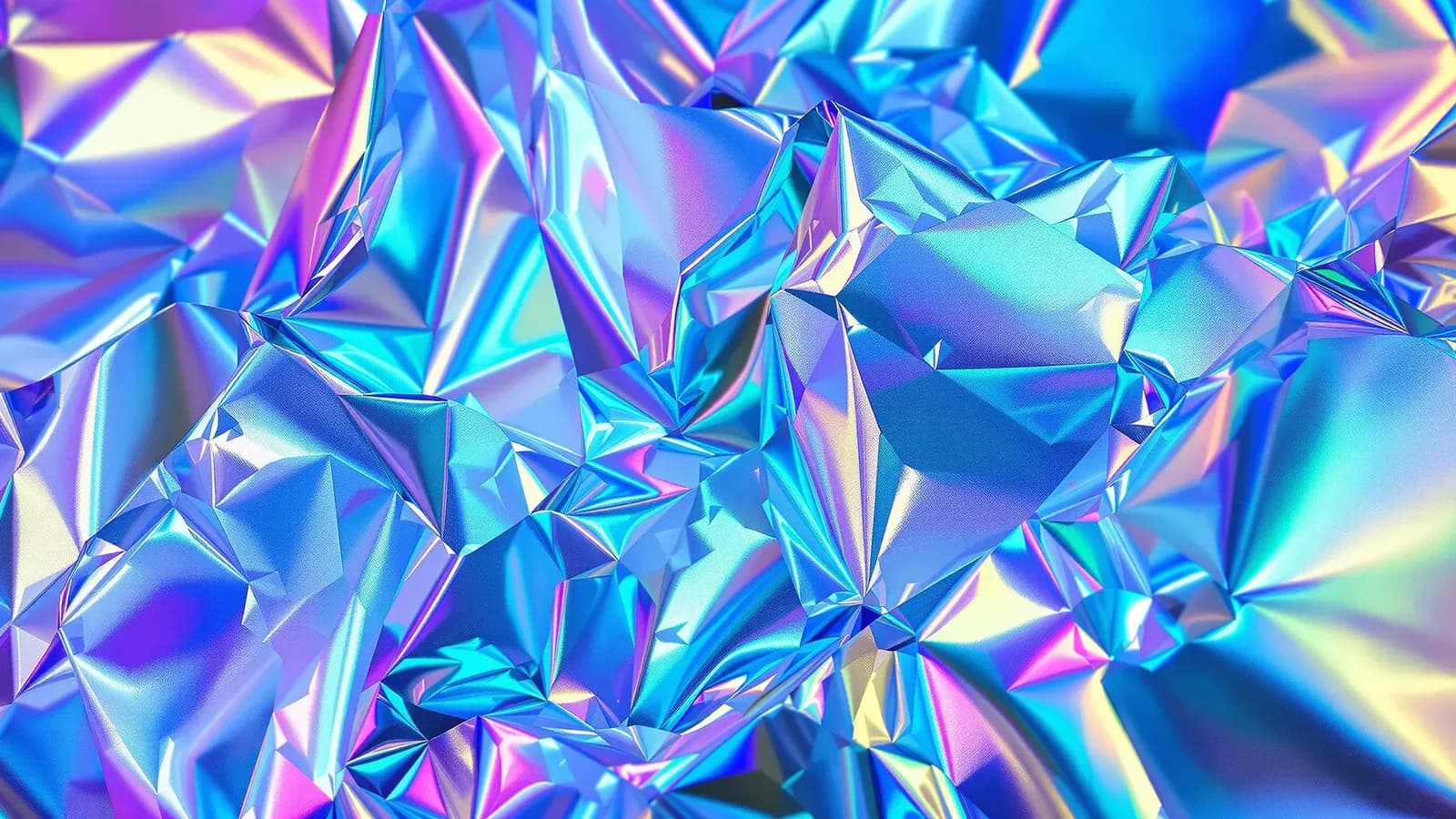 Extreme macro close-up of overlapping translucent holographic film in cool blue and violet tones, shallow depth of field, no text or markings